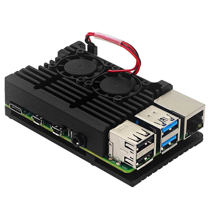 Raspberry Pi 4 Aluminium Alloy Metal Case Cooling Fan Enclosure Raspberry Pi 3 Dual Fan Case Optional for RPi 4B 3B Plus 3B