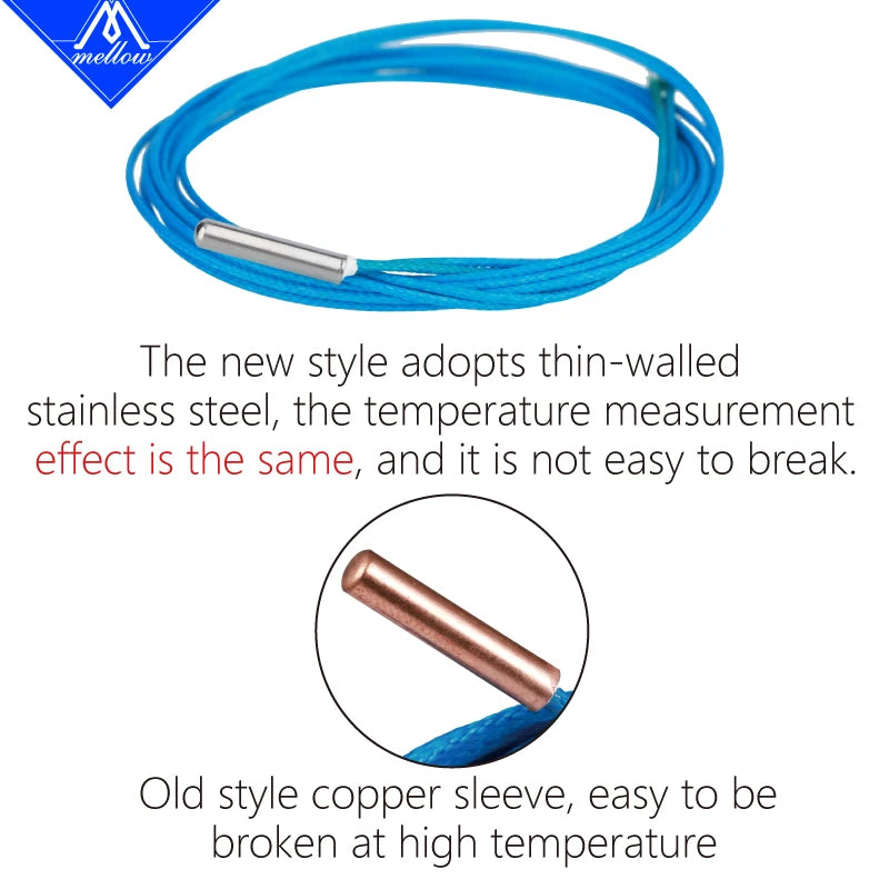 Mellow High Temperature ATC Semitec 104GT-2 104NT-4-R025H42G Thermistor Cartridge 104 for V6 Volcano Heater Block