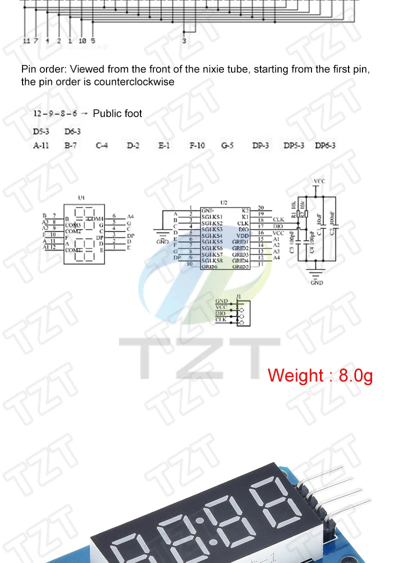 TM1637 4 Bits / TM1638 / 74HC595 8 bit Digital LED Display Module 7 Segment 0.36Inch Clock RED Anode Tube Four Serial Driver