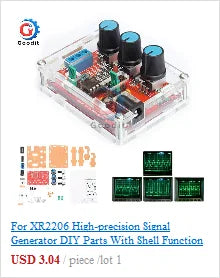 Fully Assembled Digital Oscilloscope 2.4" TFT LCD Display with Alligator Probe Test Clip Transparent Acrylic Case