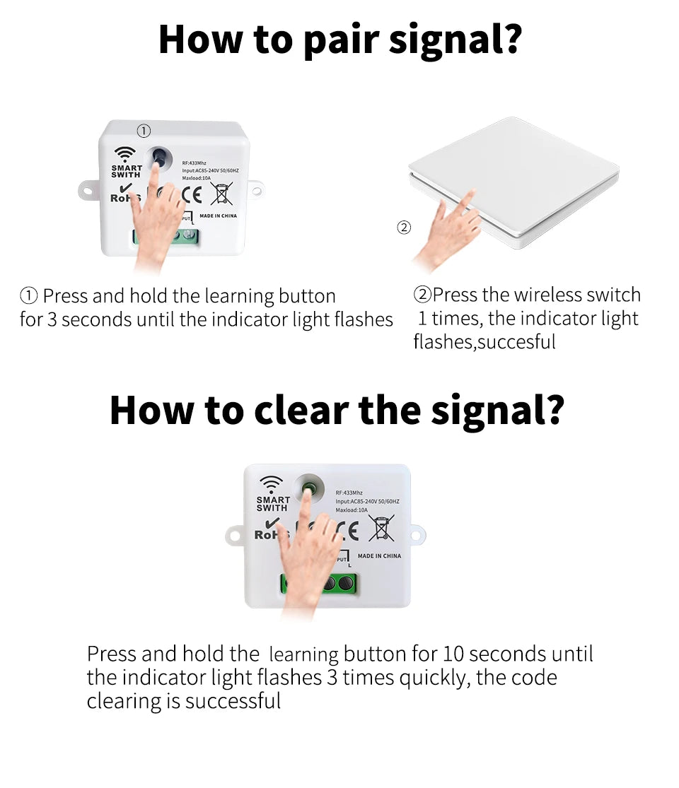 SIXWGH Smart Wireless Switch RF433Mhz Self-Powered Push Button Wall Panels Remote Controller Light Switch Waterproof Wall Switch