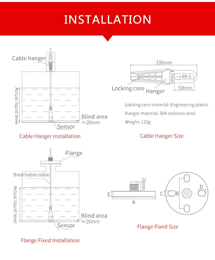 Anti-Clogging Submersible Liquid Level Sensor Water Tank Pressure Transmitter 4-20mA 0-10V RS485 Water River Level Transmitter