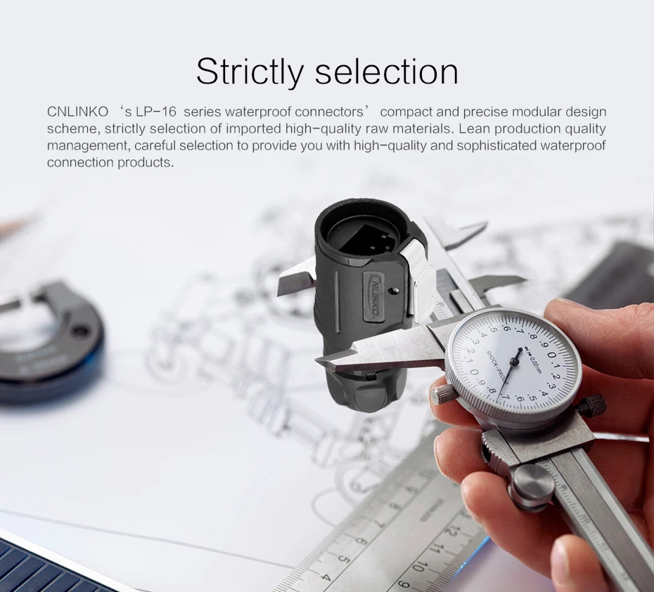 CNLINKO LP16 Waterproof Circular RJ45 Connector 8P8C Male/Female Panel Mount, PBT Push-Pull for Industrial Automation & Marine