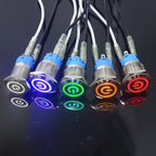 19mm Waterproof Momentary Latching Metal Doorbell Bell Horn Push Button Switch LED Ring Mark Fixation 5V 12V 24V 220 Lock Reset