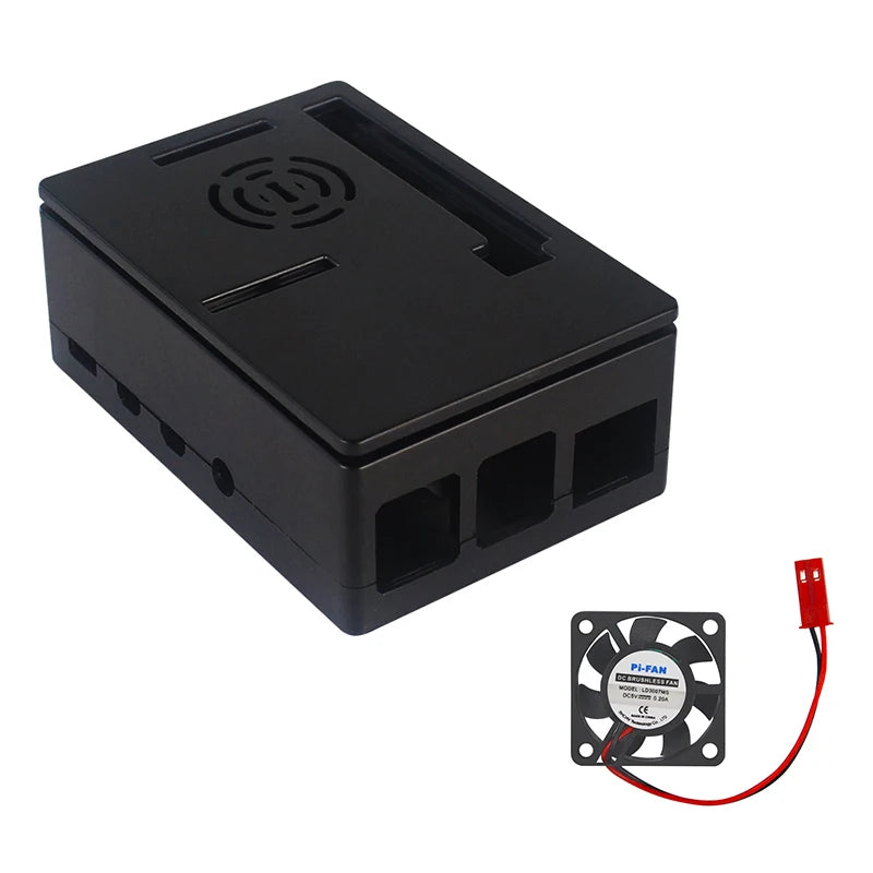 Raspberry Pi 4 Model B ABS Case Black Dual Use Shell Prectective Box with Cooling Fan for Pi 4 also support 3.5 inch Screen