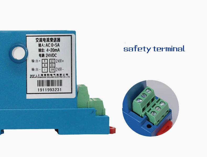Ampere Transmitter 1A 5A 10A 15A 20A 30A 50A Current Transducer 0-10V 0-5V 4-20mA Output Din-Rail 8mm Perforation