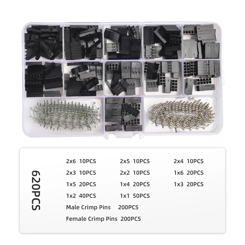 Dupont Connector 2.54mm Cable Jumper Wire Pin Header Housing Kit Male Crimp Pins+Female Pin Terminal Connector Electric Cable
