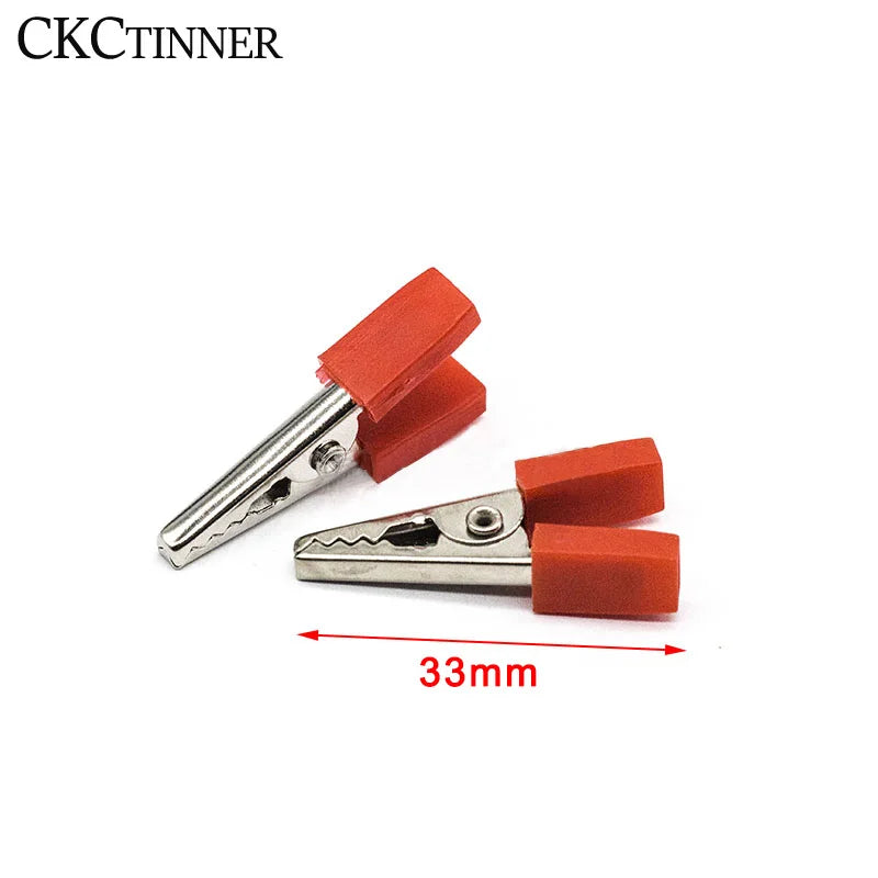 10pcs Test Metal Alligator Clip Plastic Handle Cable Lead Test Charging Clamp Metal Crocodile Clamp Length 50mm 35mm