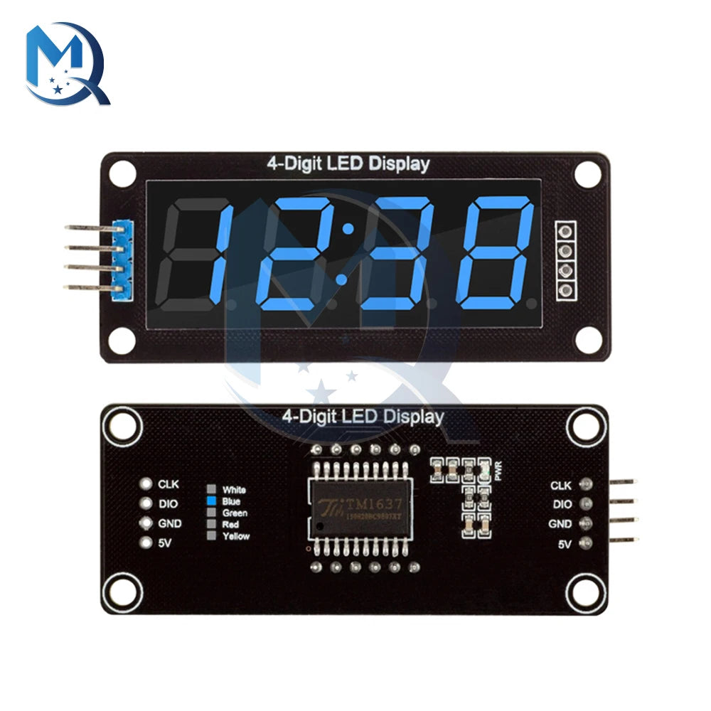 0.56 inch 4-Digit 7 Segments Digital Tube Clock Module Double Dots Blue Yellow White Green Red LED Display TM1637 For Arduino