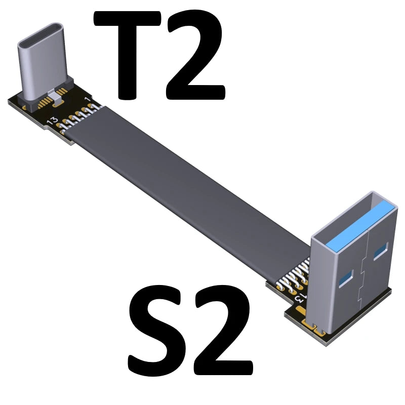 USB Type-C Ribbon Cable Flat EMI shielding FPC Cable USB 3.0 Type C 90 degree Angle Connector up downward 5cm-3m USB 3.1