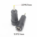 1/2/5pcs 2.5 X 0.7 mm Male to 5.5x2.1/5.5x2.5 Female Socket Jack DC Power Connector Adapter Laptop 5.5*2.1/5.5*2.5 to 2.5*0.7mm