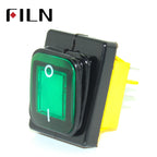 FILN KCD4 T85 220V 30A heavy duty red blue green IP68 waterproof led toggle switch 4pins on off marine freeze rocker switch