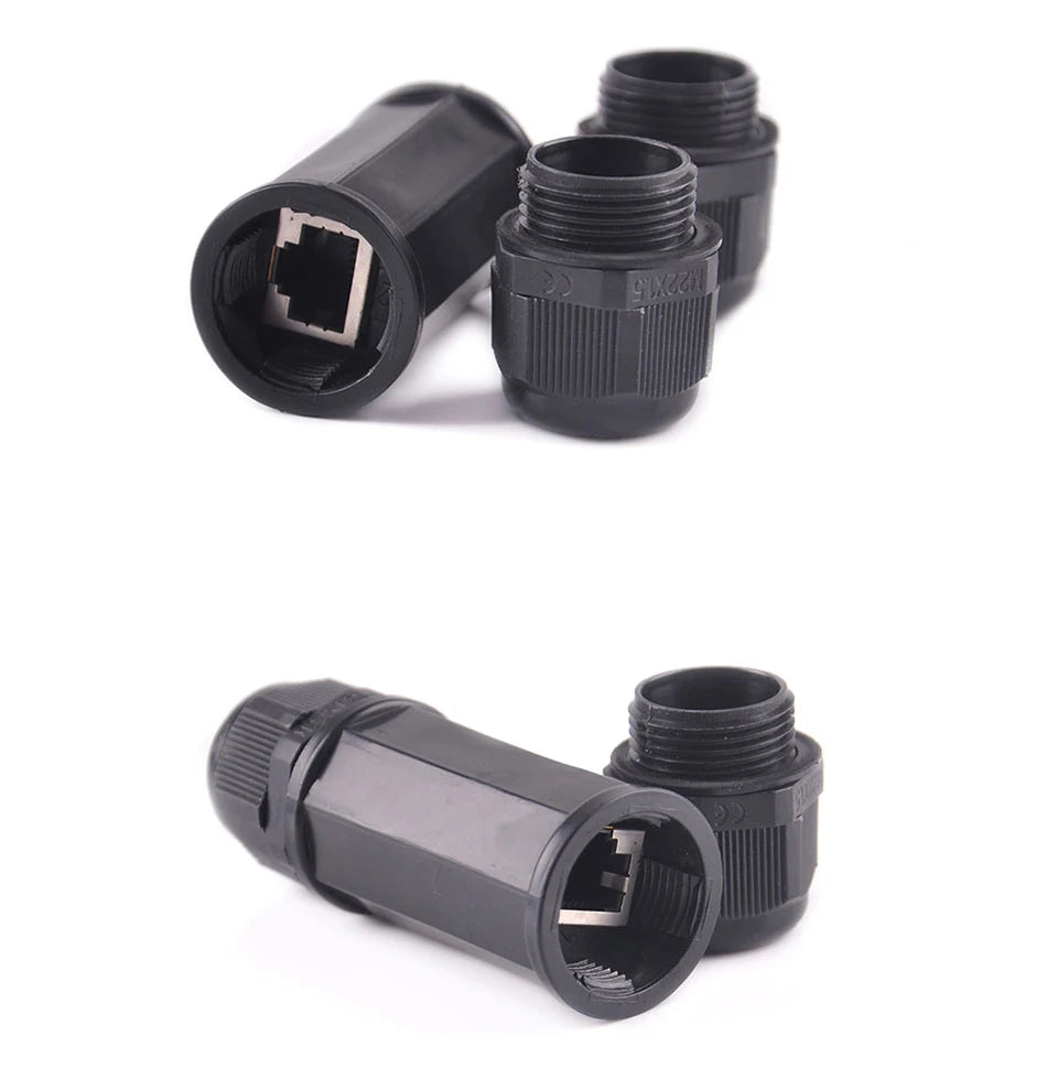 RJ45 Waterproof Connector IP67 Ethernet Network Cable Connector Double Head Adapter Coupler Extension for Cat5 6 7 8P8C