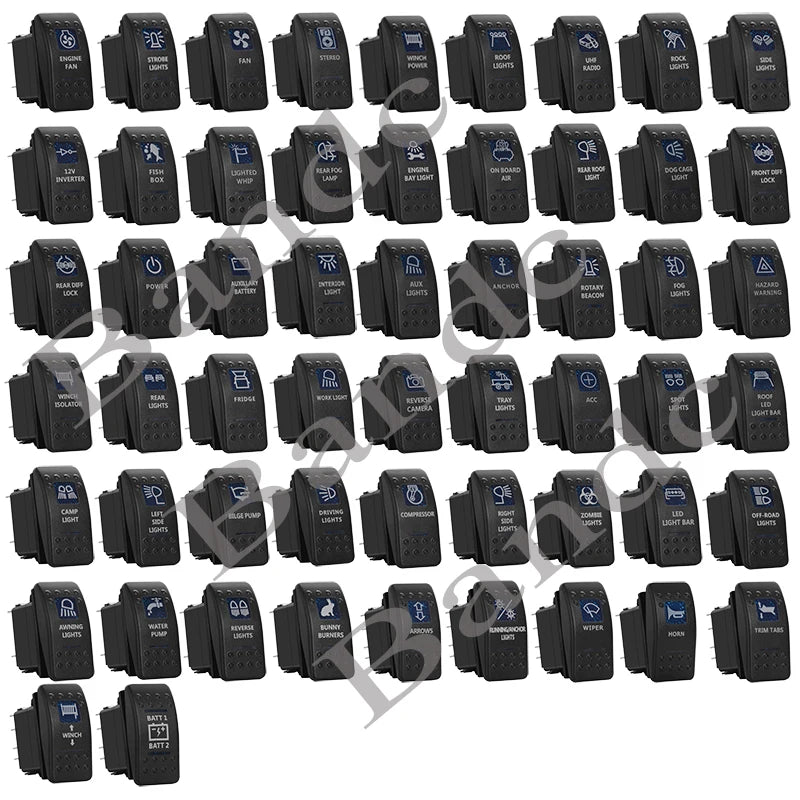 Blue Led Trim Tabs Momentary Rocker Switch 7 Pin (ON)-OFF-(ON) DPDT Reverse Polarity 3 Way Toggle Switch for Marine Boat Carling