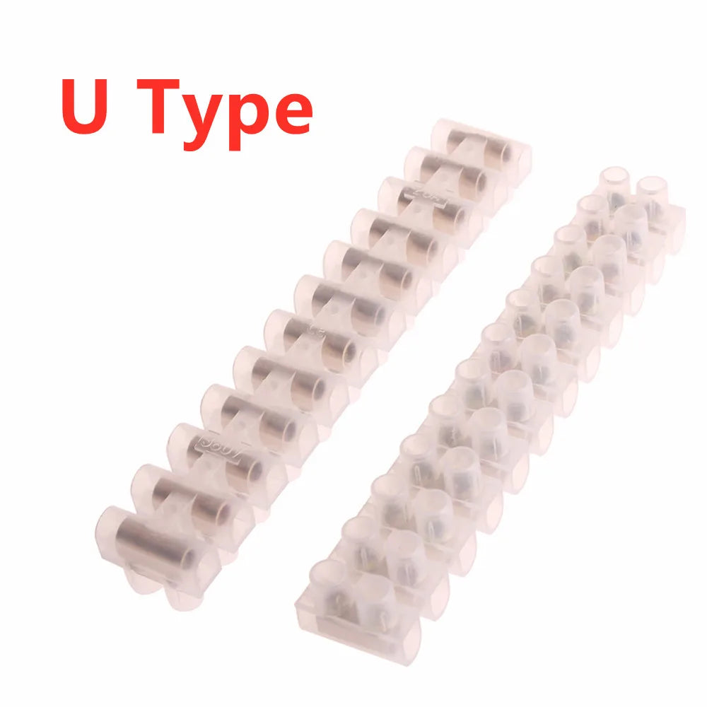 1pcs U H Type 12 Position Plastic Barrier Terminal Strip Block Barrier Screw Block Connection Strips for Electrical Wiring 3A10A