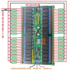 DC 12V 24V 32 Channels Modbus RTU RS485 Bus Relay Module UART Serial Port DIN35 Rail Board for PLC LED Home Automation Door Lock