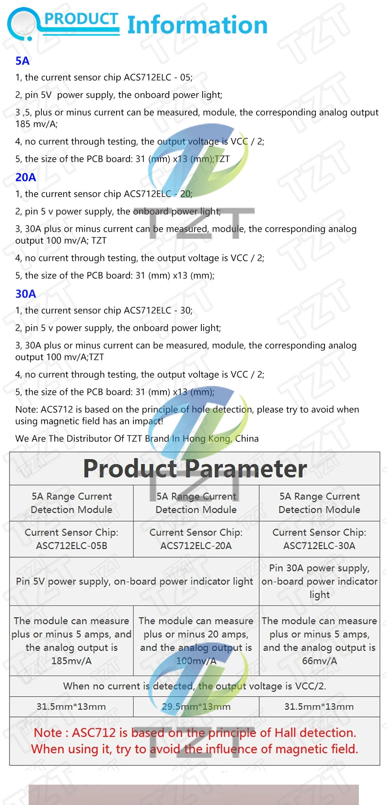 1/3PCS Hot Sale ACS712 5A 20A 30A Range Hall Current Sensors Module ACS712 Module For Arduino 5A 20A 30A