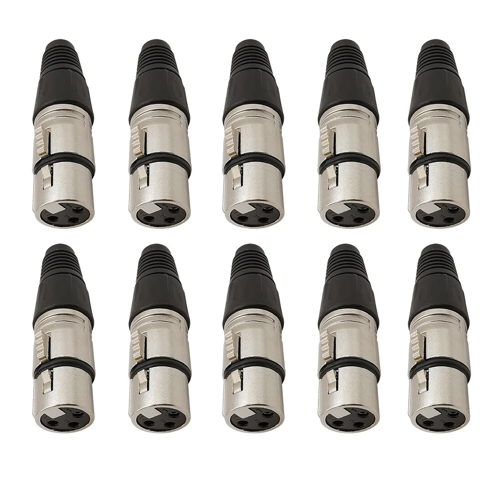 10Pcs XLR 3Pin Male Female Microphone Audio Cable Wire Connector Cable Plug Terminals for Mic Solder Connector
