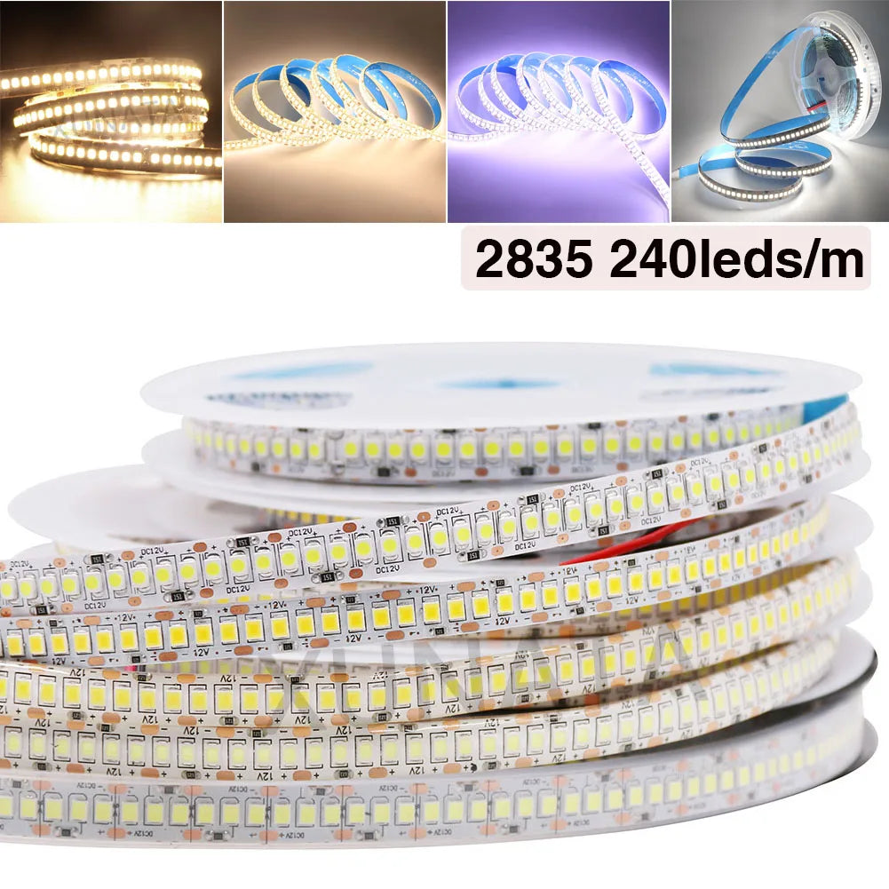 DC12V LED Strip 5050 5054 2835 240LEDs/m High Bright Flexible LED Rope Ribbon Tape Light Lamp Warm White / Cold White 5m