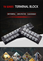 1PCS Double Row Terminal Block Fence Screw Ribbon Wire Connector 600V 15A25A45A 3/4/6/8/10/12 Optional