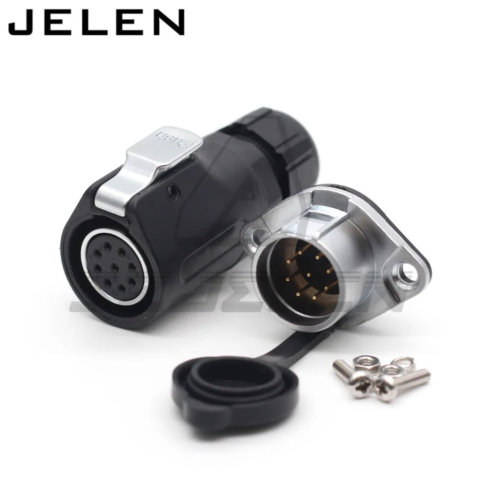 XHE20,  IP67 2/3/4/5/6/7/8/9/10/12 pin Waterproof connector, M20 Panel mount power cable connector male(socket) and female(plug)