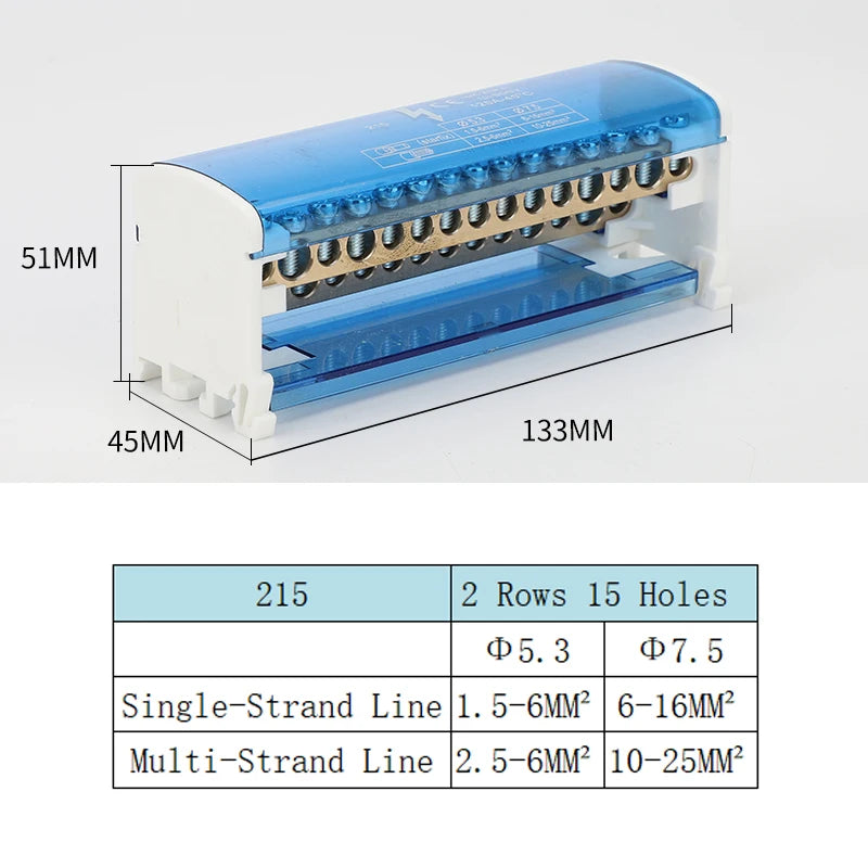 207 211 407 Din Rail Terminal Blocks Screw Modular Power Distribution Box Block Box Zero Wire Terminal Copper Junction Box
