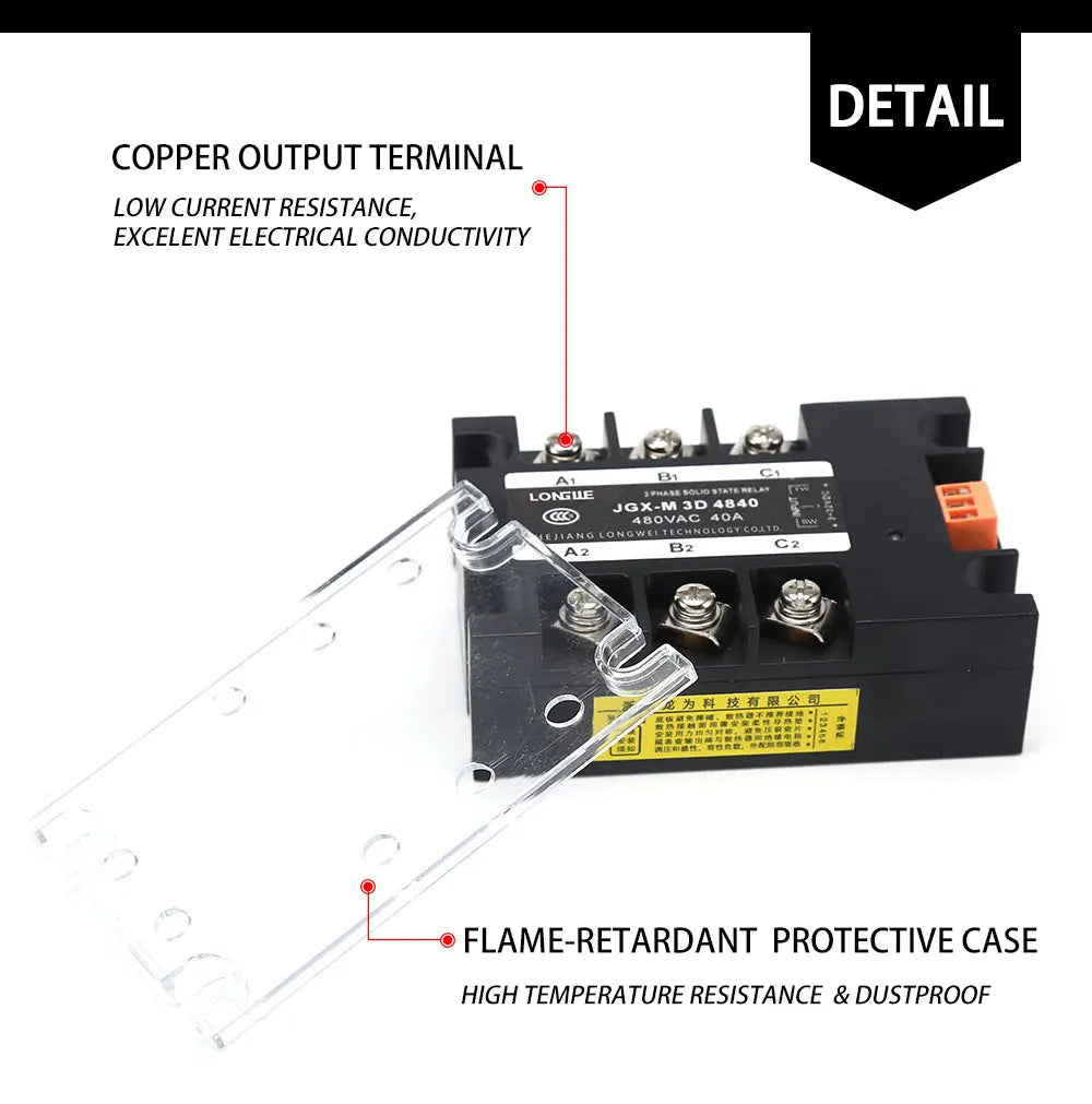Three-Phase Motor Reversing Control Module SSR 10A-100A 32VDC Control 24-480VAC CE DC Forward & Reverse Solid State Relay