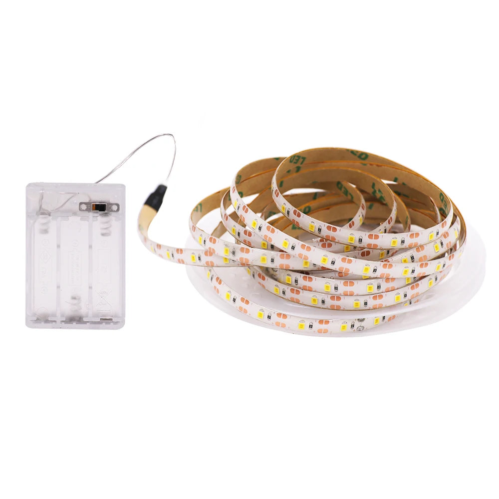 3AA Battery Power LED Strip Light 1/2/3/4/5M SMD2835 3528 60Leds/m Waterproof Tape Ribbon Lamps 5V TV Cabinet Backlight