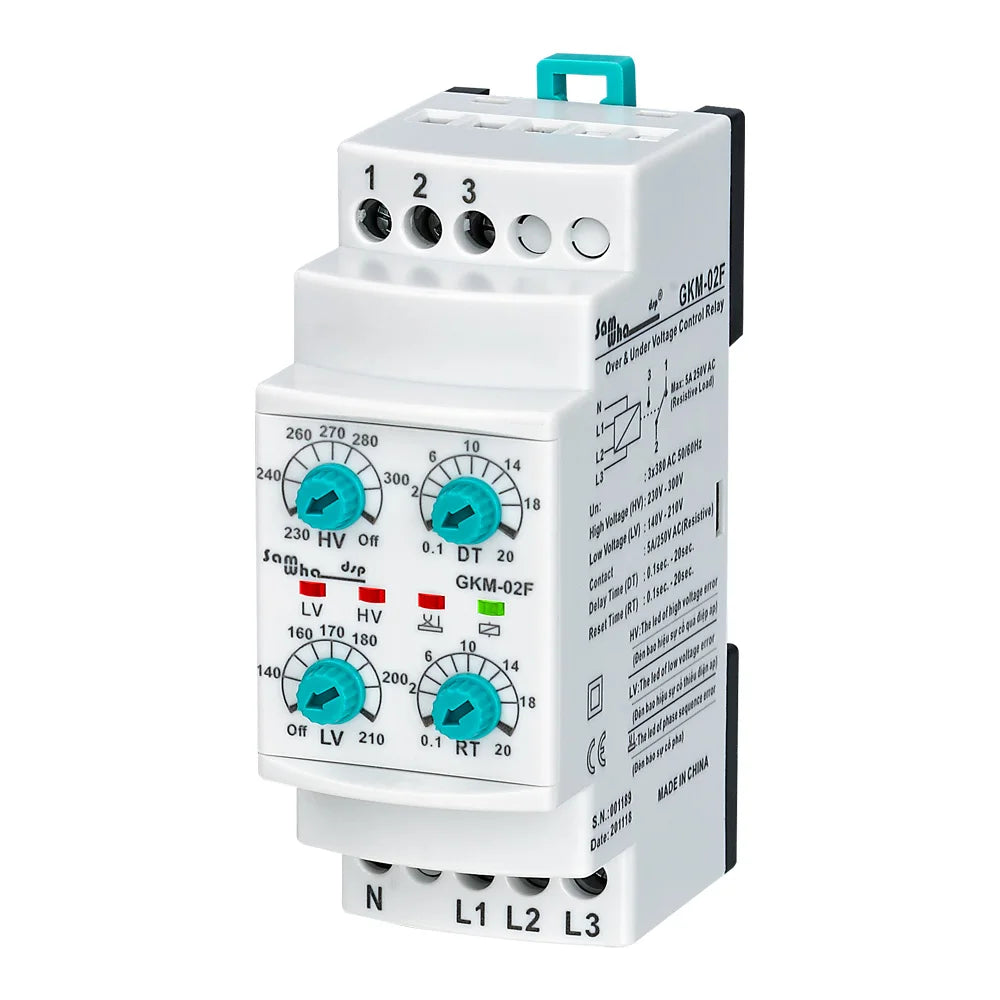 Samwha-Dsp GKM-02F 3*380VAC With-Neutual Three-Phase Phase Failure, Phase Sequence, Under&Over Voltage Relay