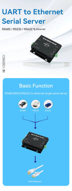 UART to Ethernet Serial Server RS485 RS422 RS232 RJ45 MQTT HTTP TCP RTU UDP PLC Cojxu NB114 Long Distance Modbus Gateway Modem