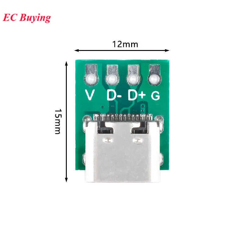5PCS TYPE-C USB3.1 16 Pin Female to 2.54mm Type C Connector 16P Adapter Test PCB Board Plate Socket For Data Wire Cable Transfer