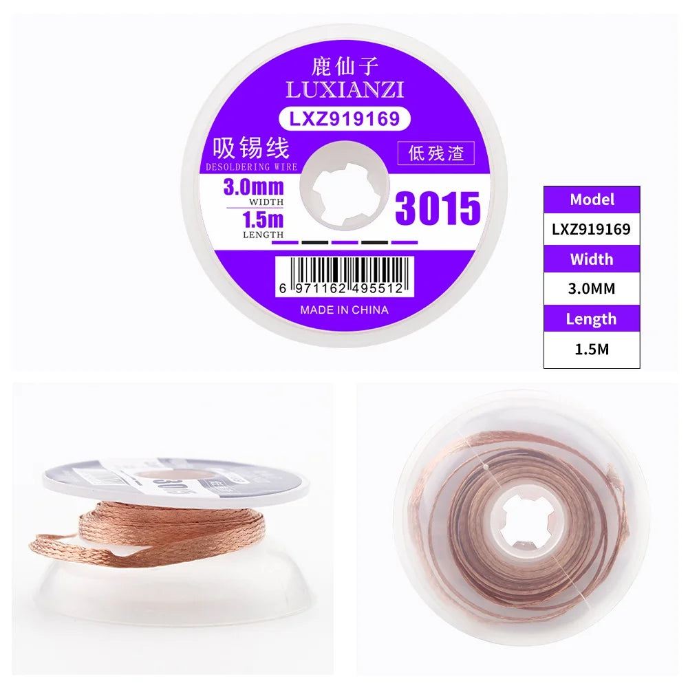 LUXIANZI  Desoldering Wire 1/1.5/2/2.5/3/3.5/4.0mm Width 1.5M Length Desoldering  Braid For Soldering  Desoldering Mesh Welding