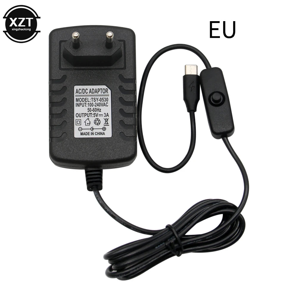 Raspberry Pi 4 Type-C Power Supply 5V 3A Power Adapter With ON/OFF Switch EU US AU UK Plug Charger for Raspberry Pi 4 Model B
