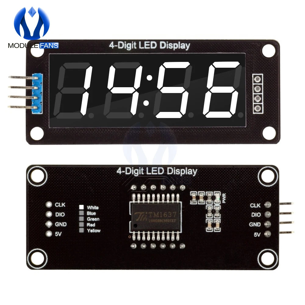 TM1637 LED Display Module for Arduino 4 Digit Tube 7 Segment 0.56 inch Time Clock Indicator Module Red Blue Green Yellow White