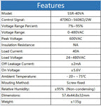 CG SSR-40VA  24-480VAC 40A Single Phase Solid State Relay Resistance Voltage Regulator with Heat Sink and Potentiometer A Knob