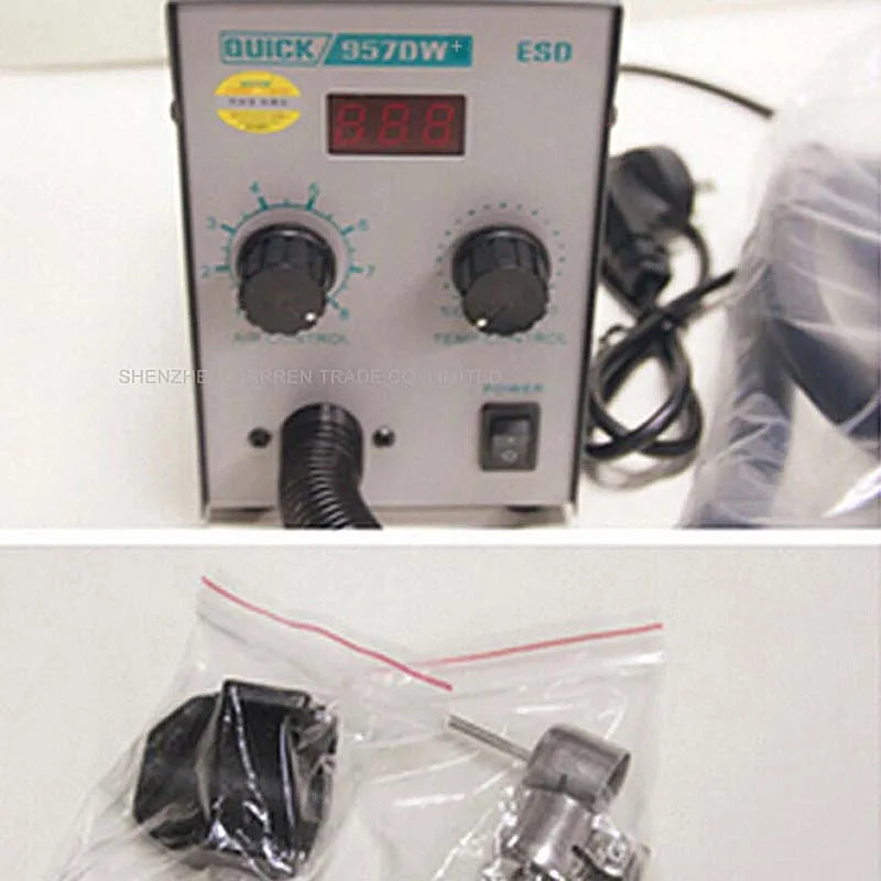1pc QUICK 957DW+ LED display adjustable hot air heat gun with Helical Wind 580W SMD rework station