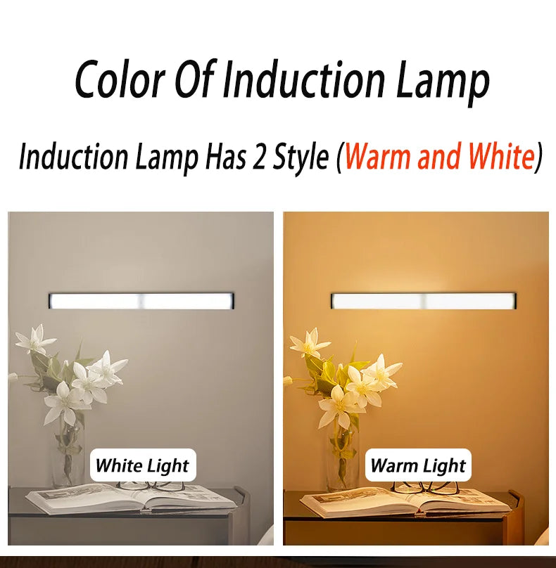 LED Night Light 20/30/40/60CM Motion Sensor Wireless USB Cabinet Night Light Wardrobe Lamp For Kitchen Cabinet Bedroom Wardrobe
