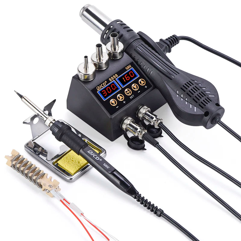 JCD 2 in 1 750W Hot Air Gun LCD Digital Display Welding Soldering Rework Station for Cell-phone BGA SMD PCB IC Solder Iron 8898