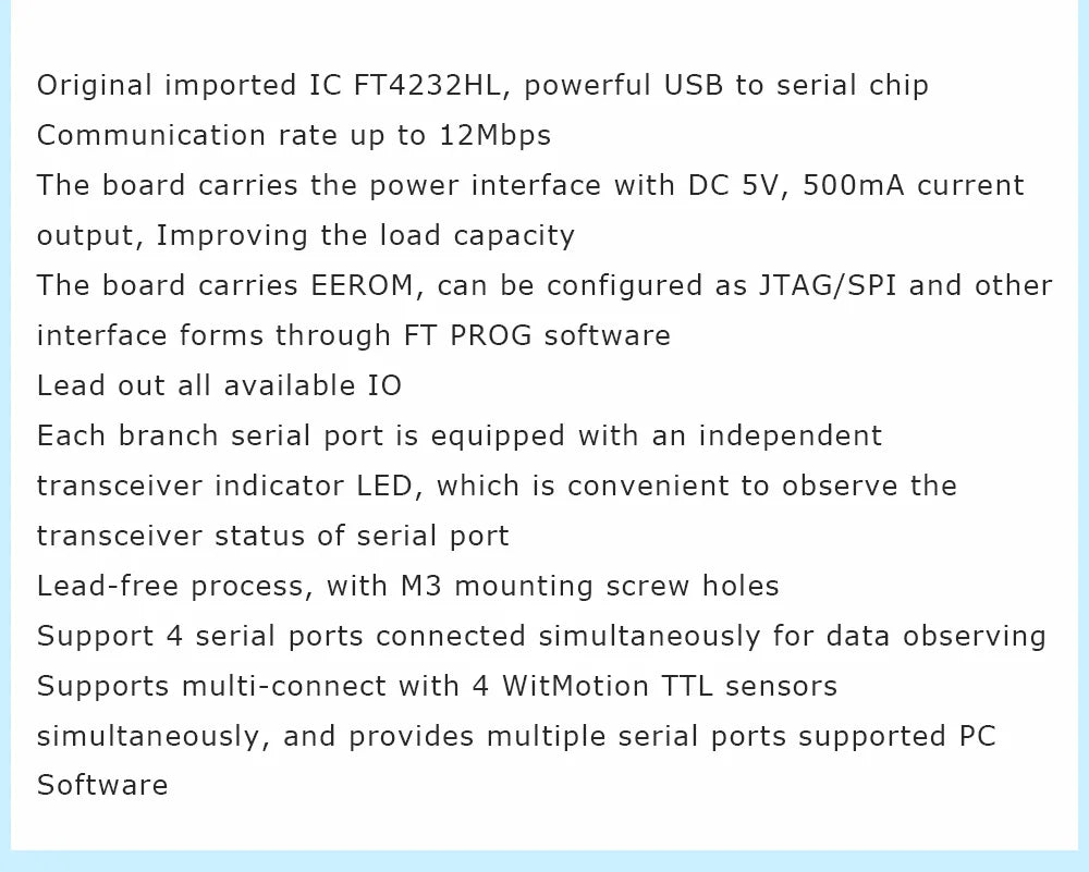 WitMotion USB-UART 6-In-1 Converter, Multifunctional USB-TTL/RS485/232, TTL-RS232/485,232-485)Serial Adapter, CH340/ CP2102 Chip