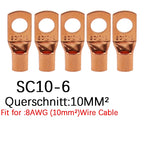10/25/50/100pcs Copper Lug Ring Wire Connectors Bare Cable Electric Crimp Terminal SC6-6 SC6-8 SC10-6 SC10-8 SC16-6 SC25-6