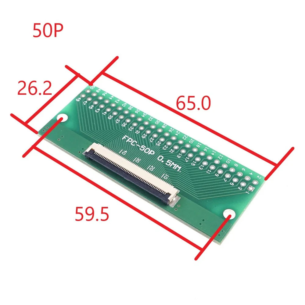 2 Pcs FPC FFC Cable 4 6 8 10 12 15 20 24 30 40 50 60 PIN 0.5 Mm Cable PCB Adapter to 2.54 Mm 1 Inch Pitch Through Hole PCB