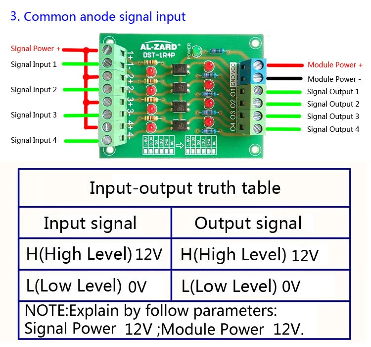 4 Channel Optocoupler Isolation Board Voltage Converter 24V to 3.3V/5V to 24V/12V to 24V Isolated Module PLC Signal Level Board