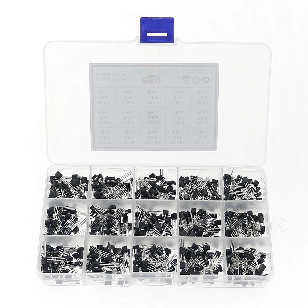 600pcs 15Values Transistor Set TO-92 30-160V 50-1000mA NPN PNP Assorted kit