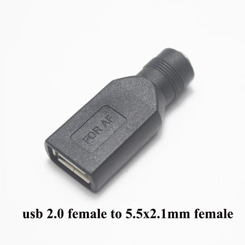 1pcs Commonly Used USB Set 5.5*2.1/5.5x2.1mm Female Jack to USB 2.0 Male Plug DC Power Male to Female Connector Adapter