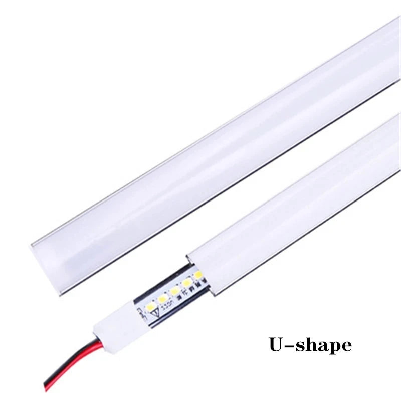 1-10 PCS LED Rigid Strip DC12V 50CM 20 Inch SMD5730 36LEDs U/V-Shaped Flat LED Aluminum Channel Rigid Strip for Indoor Lighting