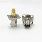10Pcs Brass SMA Female to BNC Female Plug SMA / BNC  F/F with 4 Hole Flange Mount Adapter Connector