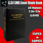 LL34 SMD Zener Diode Book LL4148 1/2W 2v-510v 34Values Package Assorted Kit 0.5W Eries Sample Book Commonly Used Sample Kit