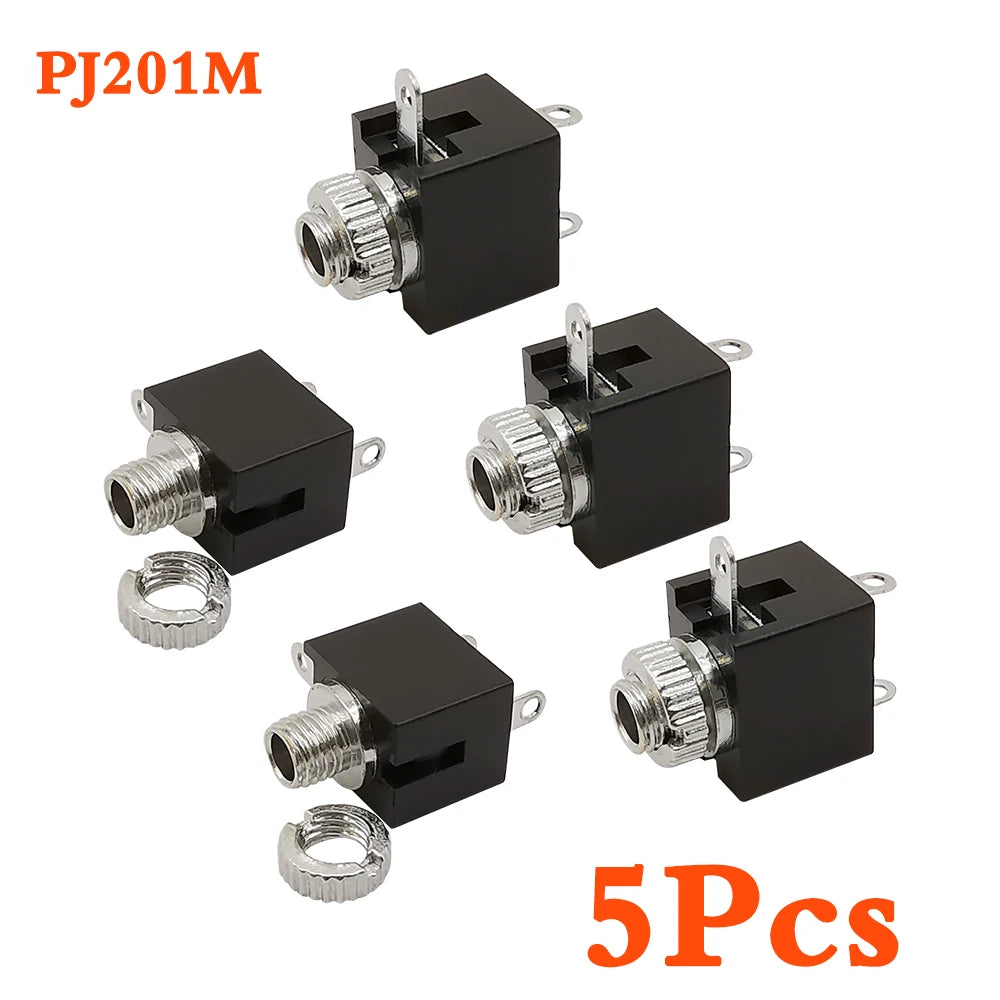 5/10Pcs 2.5MM Headphone Jack PJ-201M 3Pin DIP Mono Channel Audio Female Socket PCB Panel Mount Connector PJ201M Earphone Adapter