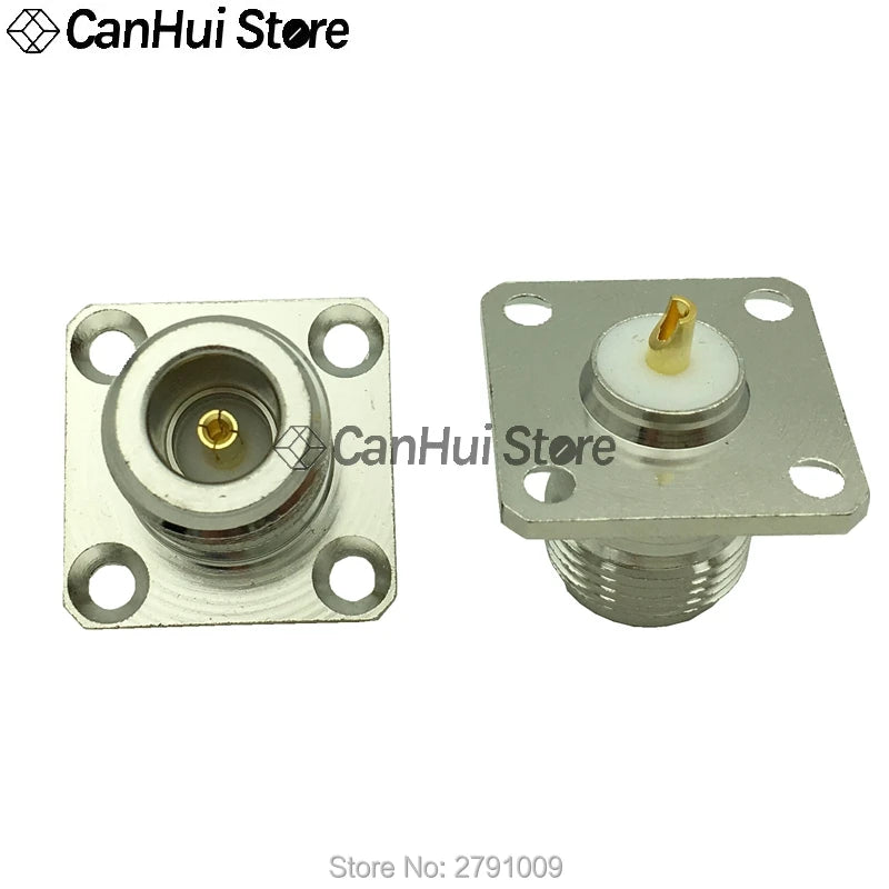 1Pcs N-KF N type female jack RF base coaxial connector 4-hole panel mount Flange antenna socket 25x25mm