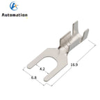 100pcs 4.2mm Fork Terminal Block Fork-shaped Bare cold-pressed Terminal U-shaped Y-shaped Lug Grounding Lug 3.2 4.2 5.2 6.2 8.2